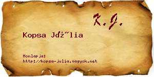 Kopsa Júlia névjegykártya